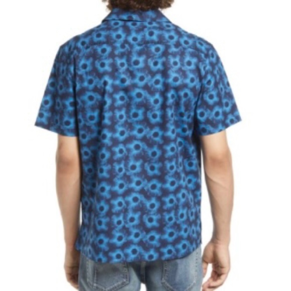 Abound NWT Sz L  Black/Pink Digital Poppy Graphic Short Sleeve Poplin Shirt - Picture 6 of 6